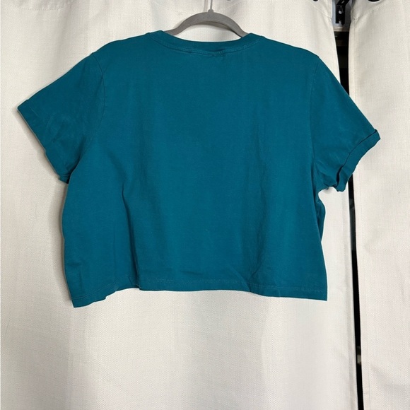 Love & Lazy Days Teal Blue Yellowstone Park Graphic Cropped TShirt Large - Picture 2 of 8